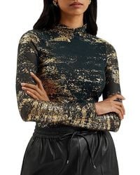 Ted Baker - Sofiy Foil Print Mesh Top - Lyst
