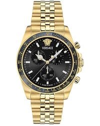 Versace - Swiss Chronograph Greca Chrono Wave Ion Plated Bracelet Watch 43mm - Lyst