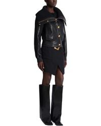 Balmain - Lambskin And Knit Bomber Jacket - Lyst