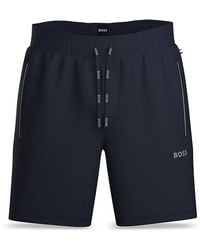 BOSS - Boss Mix & Match Cotton Stretch Logo Print Drawstring Shorts - Lyst
