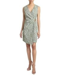 Santorelli - Tilly Sleeveless Faux Wrap Shift Dress - Lyst