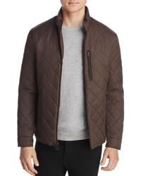 Cole Haan Men's Quilted Nylon Barn Jacket with Corduroy Details 