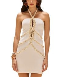 PATBO - Jade Knit Embellished Mini Dress - Lyst