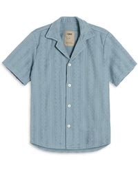 Oas - Ancora Cotton Terry Geo Stripe Relaxed Fit Button Down Camp Shirt - Lyst