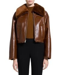 Theory - Cropped Shearling Jacket - Lyst