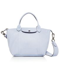 Small Le Pliage Cuir Leather Shoulder Bag Blue