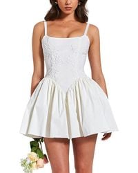sacha white lace drop waist corset puffy mini dress Sacha White Lace Drop Waist Corset Puffy Mini Dress by Miss Circle New York