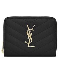 Saint Laurent - Cassandre Matelassaa Compact Zip Around Wallet - Lyst
