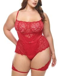 Oh La La Cheri - Plus Candice Satin & Lace Teddy - Lyst