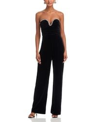 Aqua - Strapless Velvet Jumpsuit - Lyst