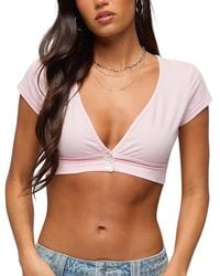 Edikted - Cecey Button Up Crop Top - Lyst