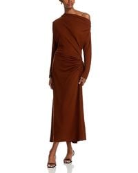 strapless open back dress Paloma Flounce Dress in Plum & Burgundy Mosaic X-Small / Purple