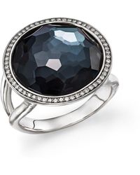 Ippolita Stella Lollipop Ring In Hematite Doublet With Diamonds In Sterling Silver - Metallic