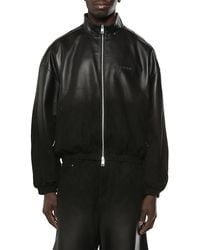 Purple Brand - Stand Collar Zip Leather Track Jacket - Lyst