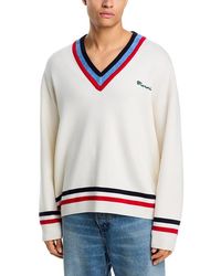 Marni - V Neck Stripe Logo Sweater - Lyst