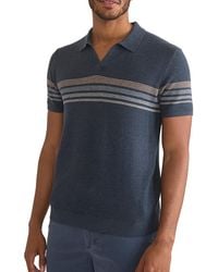 Marine Layer - Liam Cotton, Nylon & Wool Stripe Sweater Knit Open Collar Polo Shirt - Lyst