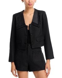 Aqua - Woven Collar Tweed Jacket - Lyst