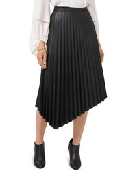 Vince Camuto Pleated Faux Leather Skirt - Black