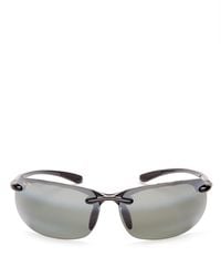 Maui Jim Banyans Polarized Rimless Wraparound Sunglasses - Grey