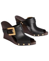 Balmain - Anthem Wedge Smooth Leather Mules - Lyst