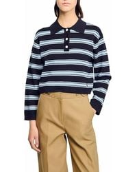 Sandro - Striped Polo Sweater - Lyst