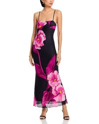 Aqua - Floral Mesh Maxi Dress - Lyst
