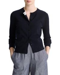 Vince - Wool & Cashmere-Blend Tipped Half-Moon Cardigan - Lyst