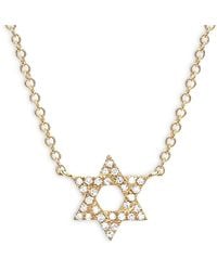 EF Collection - 14K Diamond Star Of David Pendant Necklace, 16-18 - Lyst