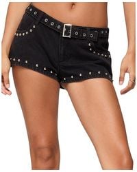 Edikted - Grommet & Stud Denim Micro Shorts - Lyst