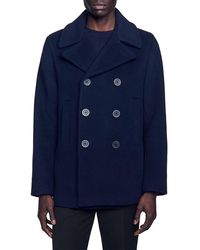 Sandro - Wool Blend Peacoat - Lyst