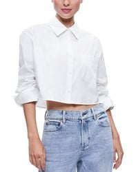 Alice + Olivia - Finely Cropped Oversized Button Down Shirt - Lyst