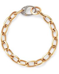 WALTERS FAITH - 18K Rose Garnett Diamond Pave Clasp Open Link Bracelet - Lyst