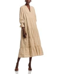 AREA STARS - Embroidered Split Neck Midi Dress - Lyst