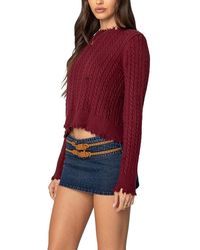 Edikted - Split Open Back Cable Knit Sweater - Lyst
