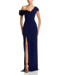 Teri Jon - Stretch Crepe 3D Flower Asymmetric Neck Gown - Lyst
