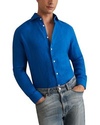 Reiss - Ruban Long Sleeve Button Front Linen Shirt - Lyst
