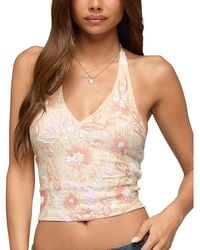 Edikted - Catia Backless Sequin Mesh Halter Top - Lyst