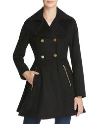 Laundry by Shelli Segal Petite Double-breasted Skirted Coat - Black
