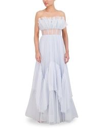 BCBGMAXAZRIA - Strapless Sweetheart Neck Evening Maxi Dress With Tiered Ruffle Skirt - Lyst