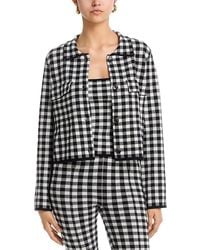 Aqua - Gingham Knit Jacket - Lyst