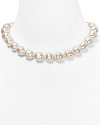 Majorica Baroque Manmade Pearl Necklace in Champagne and White 