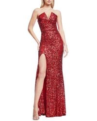 Dress the Population Kristine Plunge Sequin Bodice Gown in Black | Lyst