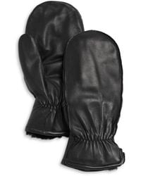 Fownes Aqua Leather Mittens - Black