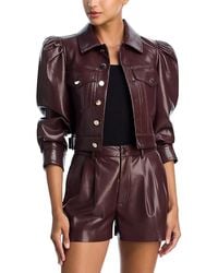 Alice + Olivia - Lana Vegan Leather Puff-Shoulder Jacket - Lyst