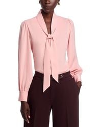 Tahari - Long Sleeve Bow Tie Neck Blouse - Lyst