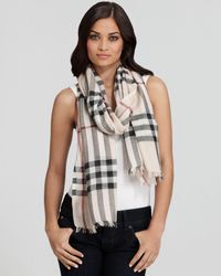 burberry lightweight check wool silk scarf