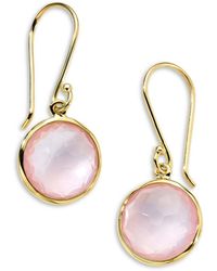 Ippolita 18k Gold Lollipop® Mini Drop Earrings In Rose Quartz - Pink