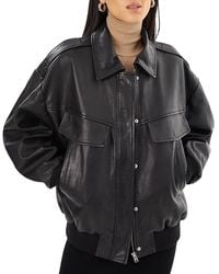 Lamarque - Trevanna Leather Bomber Jacket - Lyst