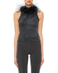 Des Phemmes - Des_Phemmes Stretch Feather Trim Tank Top - Lyst