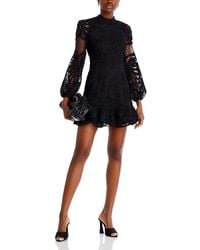 Aqua - Long Sleeve Lace Dress - Lyst